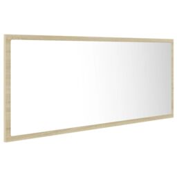 Berkfield Home LED Bathroom Mirror Sonoma Oak 100x8.5x37 cm Acrylic in Brown - thumbnail 6