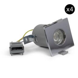 SE Home 4 PACK - Polished Chrome GU10 Square Fire Rated Downlight - IP65 in Silver - thumbnail 1