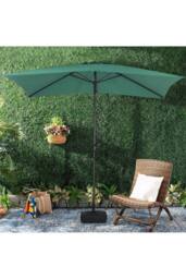 H&O Direct Rectangular Green Waterproof Parasol for Outdoor with Plastic Fillable Base - thumbnail 3