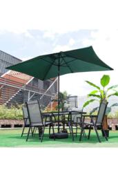 H&O Direct Rectangular Green Waterproof Parasol for Outdoor with Plastic Fillable Base - thumbnail 2