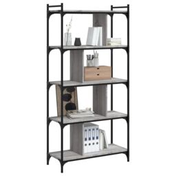 Berkfield Home Bookcase 5-Tier Grey Sonoma 76x32x158 cm Engineered Wood - Size: 76 x 32 x 158 cm - thumbnail 3