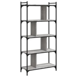 Berkfield Home Bookcase 5-Tier Grey Sonoma 76x32x158 cm Engineered Wood - Size: 76 x 32 x 158 cm - thumbnail 2