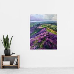 "Artery8 Heather Flowers Mam Tor Peak District Landscape Wall Art Print in Purple - Size: W18"" x H24""" - thumbnail 4