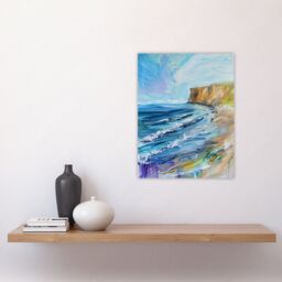 "Artery8 Hunt Cliff Saltburn Yorkshire Coast Waves Wall Art Print in Blue - Size: W18"" x H24""" - thumbnail 4