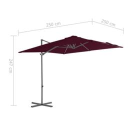 Berkfield Home Elegant Cantilever Umbrella with Steel Pole Bordeaux Red 250x250 cm in Burgundy - thumbnail 9