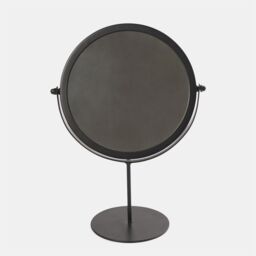 OHS Round Bathroom Mirror Accessories Free Standing Vanity Stainless Steel Silver in Black - thumbnail 3