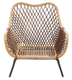 Orsina Brown Rattan Chair with Iron Base, Rattan Arm Chair, Rattan Dining Chair, Cane Arm Chair for Living Room - thumbnail 3