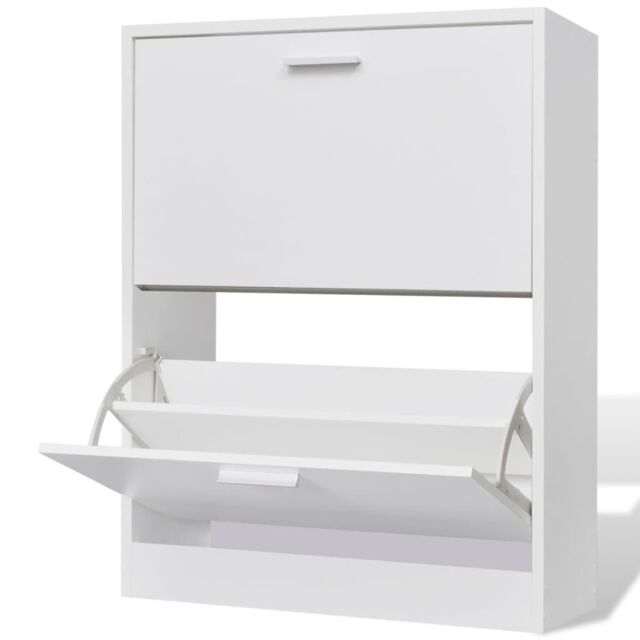 Berkfield Home White Wooden Shoe Cabinet with 2 Compartments - image 1