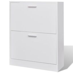 Berkfield Home White Wooden Shoe Cabinet with 2 Compartments - thumbnail 2