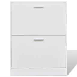 Berkfield Home White Wooden Shoe Cabinet with 2 Compartments - thumbnail 3