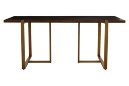 Orsina Brass Base Dining Table, Acacia Wood Top Dining Room Table, Sledge Design Rectangle Dining Table in Grey - thumbnail 2