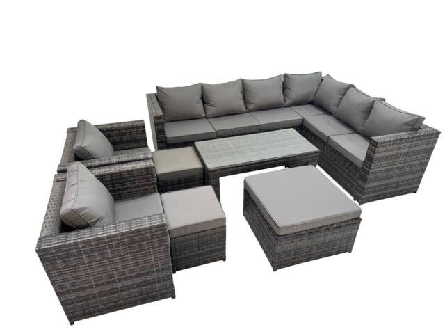 Fimous Garden Furniture Set with 2 Chairs 2 Small Stools Dark Grey Mixed - image 1
