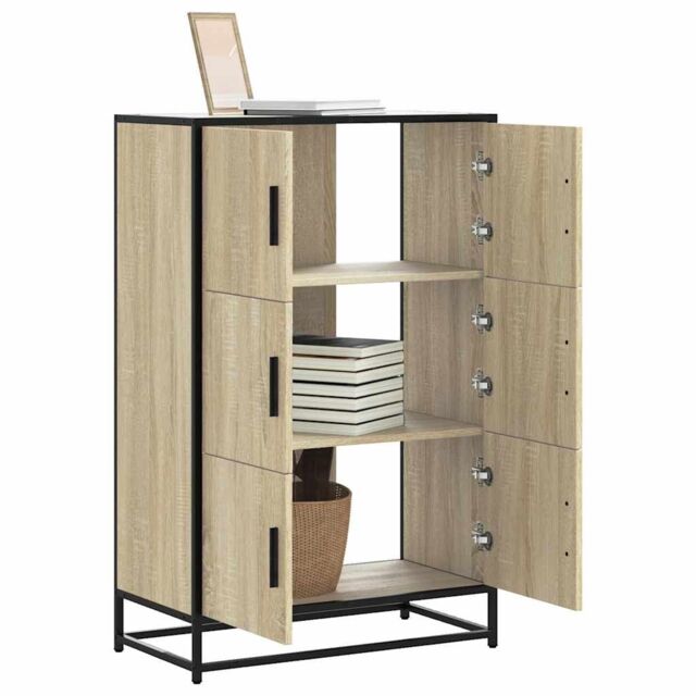 Berkfield Home Highboard Sonoma Oak 68x35x106.5 cm Engineered Wood & Metal in Brown - image 1