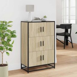 Berkfield Home Highboard Sonoma Oak 68x35x106.5 cm Engineered Wood & Metal in Brown - thumbnail 3
