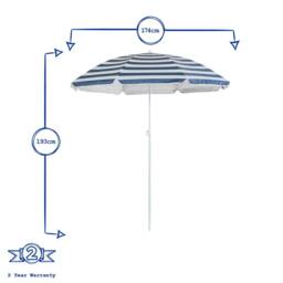 Harbour Housewares Metal Beach Parasol 1.8m in Red - thumbnail 3