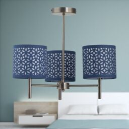First Choice Lighting Set of 2 Brea - Antique Brass Light Fittings with Navy Cut Out Shades in Gold - thumbnail 5