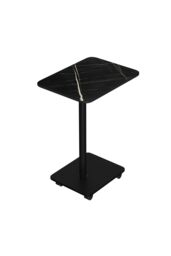 Living and Home Modern Minimalist C Shaped Side Table with Lockable Wheels in Black - thumbnail 3