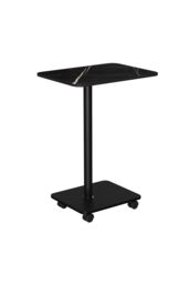 Living and Home Modern Minimalist C Shaped Side Table with Lockable Wheels in Black - thumbnail 6