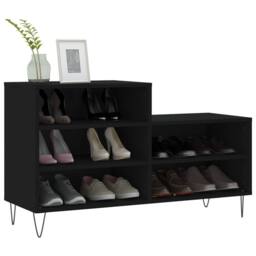 Berkfield Home Shoe Cabinet Black 102x36x60 cm Engineered Wood - Size: 102 x 36 x 60 cm - thumbnail 3