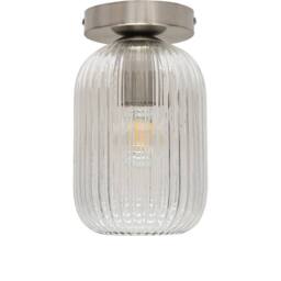 First Choice Lighting Set of 2 Batley - Clear Glass Satin Nickel Ceiling Light Fittings - thumbnail 2