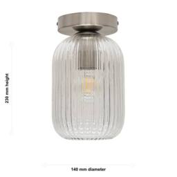 First Choice Lighting Set of 2 Batley - Clear Glass Satin Nickel Ceiling Light Fittings - thumbnail 6