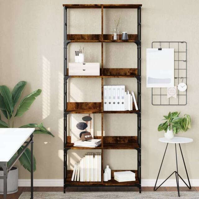 Berkfield Home Bookshelf Smoked Oak 78.5x33x188.5 cm Engineered Wood in Brown - image 1