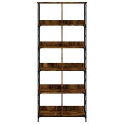 Berkfield Home Bookshelf Smoked Oak 78.5x33x188.5 cm Engineered Wood in Brown - thumbnail 4