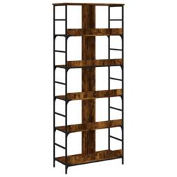 Berkfield Home Bookshelf Smoked Oak 78.5x33x188.5 cm Engineered Wood in Brown - thumbnail 6