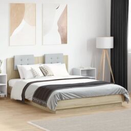 Berkfield Home Bed Frame without Mattress Sonoma Oak 120x200 cm in Brown - Size: Small Double - thumbnail 1