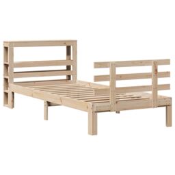 Berkfield Home Bed Frame with Headboard without Mattress 90x190 cm Single in Brown - thumbnail 3