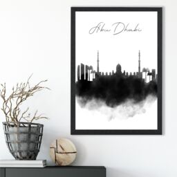 ARTZE Abu Dhabi Watercolour Skyline City Framed Print SIZE: A2 with Black Frame - Size: A4 - thumbnail 2