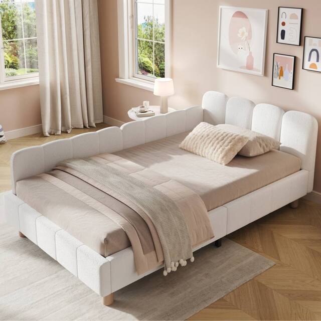 Merax Boucle 3ft Single Corner Daybed with Flexible Layout & Storage Pockets in White - image 1