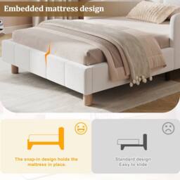 Merax Boucle 3ft Single Corner Daybed with Flexible Layout & Storage Pockets in White - thumbnail 4