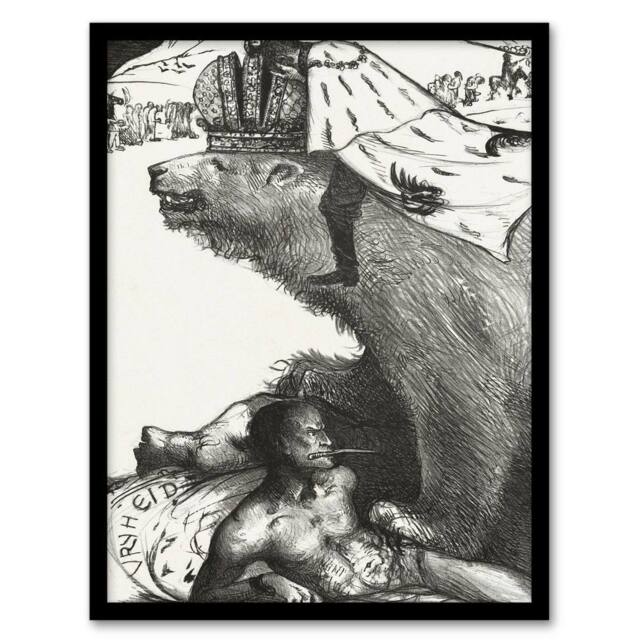 "Artery8 Tsar Nicholas II on the Russian Bear Holst Framed Wall Art Print in White - Size: W12"" x H16""" - image 1