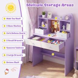 Costway Kids Study Desk & Chair Set Wooden Writing Table w/ Chair & 4 Drawers - thumbnail 4
