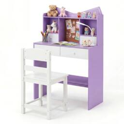 Costway Kids Study Desk & Chair Set Wooden Writing Table w/ Chair & 4 Drawers - thumbnail 3