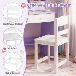 Costway Kids Study Desk & Chair Set Wooden Writing Table w/ Chair & 4 Drawers - thumbnail 5