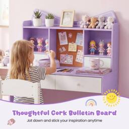Costway Kids Study Desk & Chair Set Wooden Writing Table w/ Chair & 4 Drawers - thumbnail 7