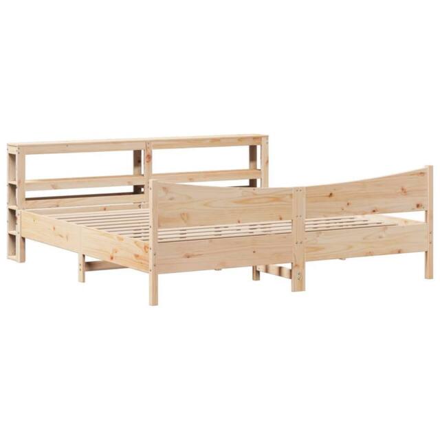 Berkfield Home Bed Frame with Headboard 180x200 cm Super King Solid Wood Pine in Brown - image 1