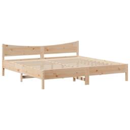 Berkfield Home Bed Frame with Headboard 180x200 cm Super King Solid Wood Pine in Brown - thumbnail 5