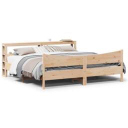 Berkfield Home Bed Frame with Headboard 180x200 cm Super King Solid Wood Pine in Brown - thumbnail 2