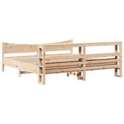 Berkfield Home Bed Frame with Headboard 180x200 cm Super King Solid Wood Pine in Brown - thumbnail 8