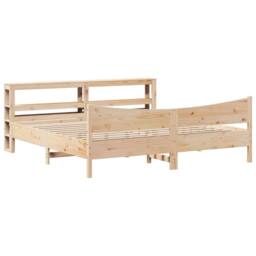 Berkfield Home Bed Frame with Headboard 180x200 cm Super King Solid Wood Pine in Brown - thumbnail 1
