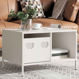 Berkfield Home Coffee Table White 68.5x50x43.5 cm Cold-rolled Steel - thumbnail 4