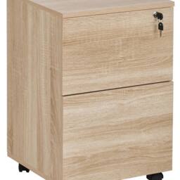 Wyld and Coco Light Brown 2-Drawer Mobile Office Storage Unit with Lock and Castors - thumbnail 2
