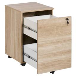 Wyld and Coco Light Brown 2-Drawer Mobile Office Storage Unit with Lock and Castors - thumbnail 4