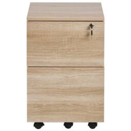Wyld and Coco Light Brown 2-Drawer Mobile Office Storage Unit with Lock and Castors - thumbnail 5