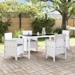 Berkfield Home Garden Chair Set of 4 White, Anthracite Plastic, Polyester in White - thumbnail 3