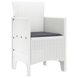 Berkfield Home Garden Chair Set of 4 White, Anthracite Plastic, Polyester in White - thumbnail 4