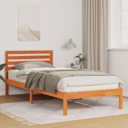 Berkfield Home with Headboard Wax brown 90 x 210 cm Solid pine wood - thumbnail 1